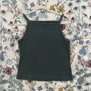 Dark Green Ribbed Women's Tank Top